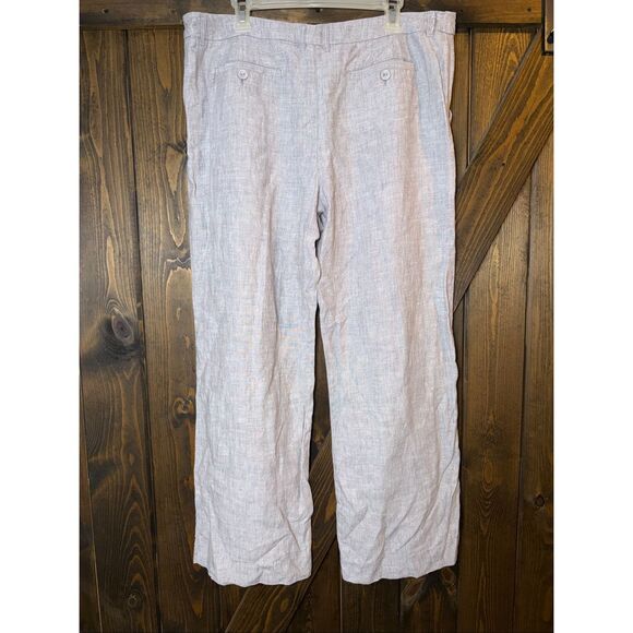 Garnet Hill Linen Wide Leg Trouser Pants - Picture 2 of 7